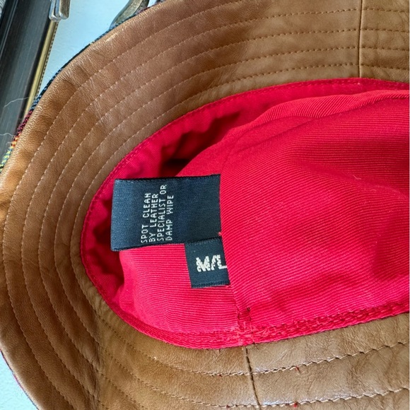 Vintage Coach Bucket Hat Plaid Print Leather Trim Size S-M - Picture 3 of 8